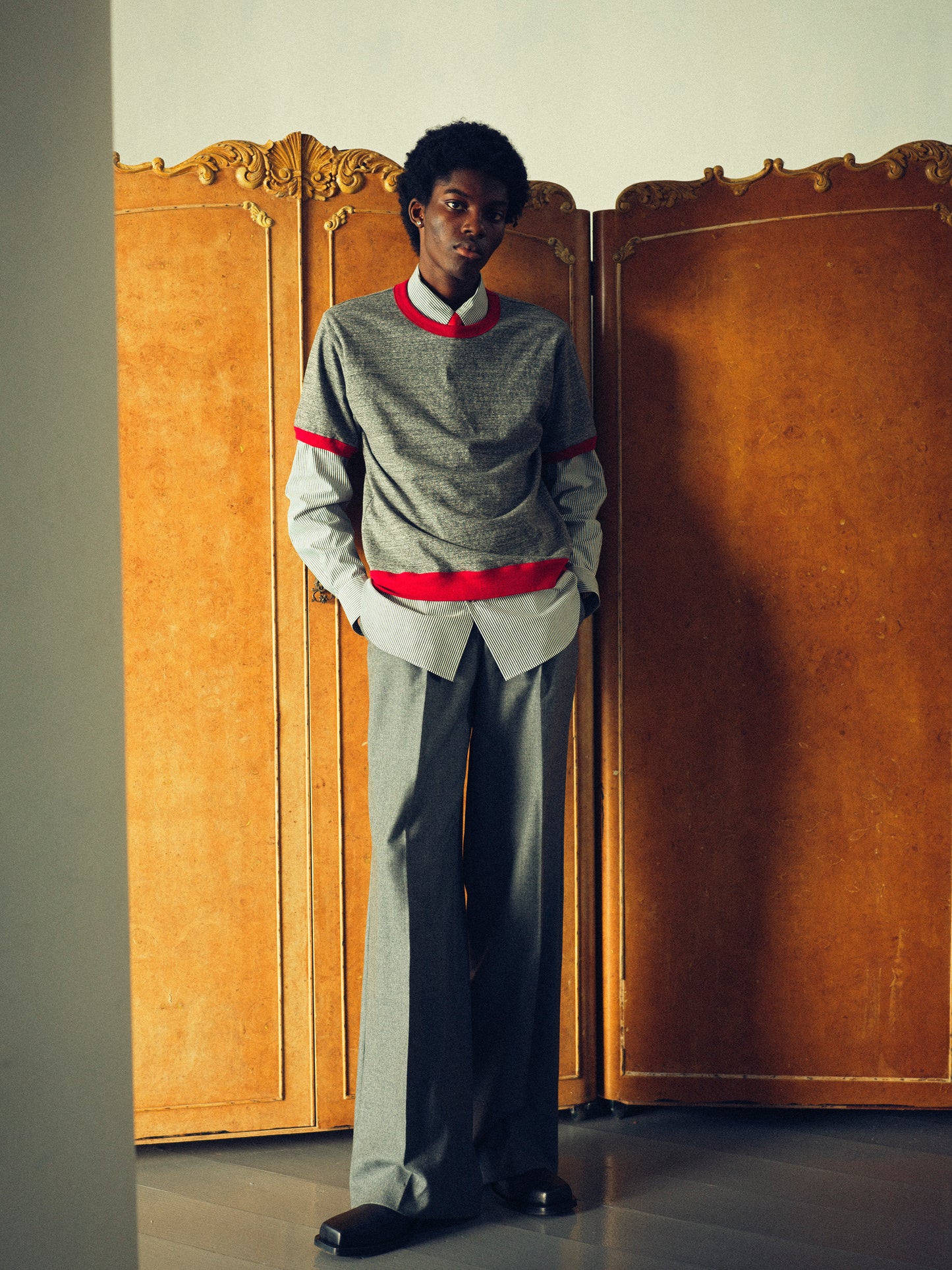 Wool Wide Trousers _ GREY