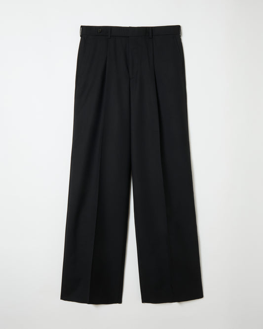 Black Wool Wide Trousers _ BLACK