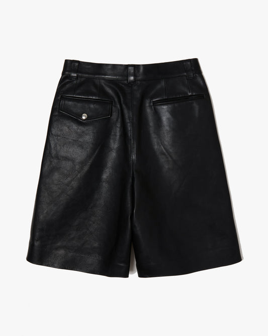 Leather Baggy Shorts _ BLACK