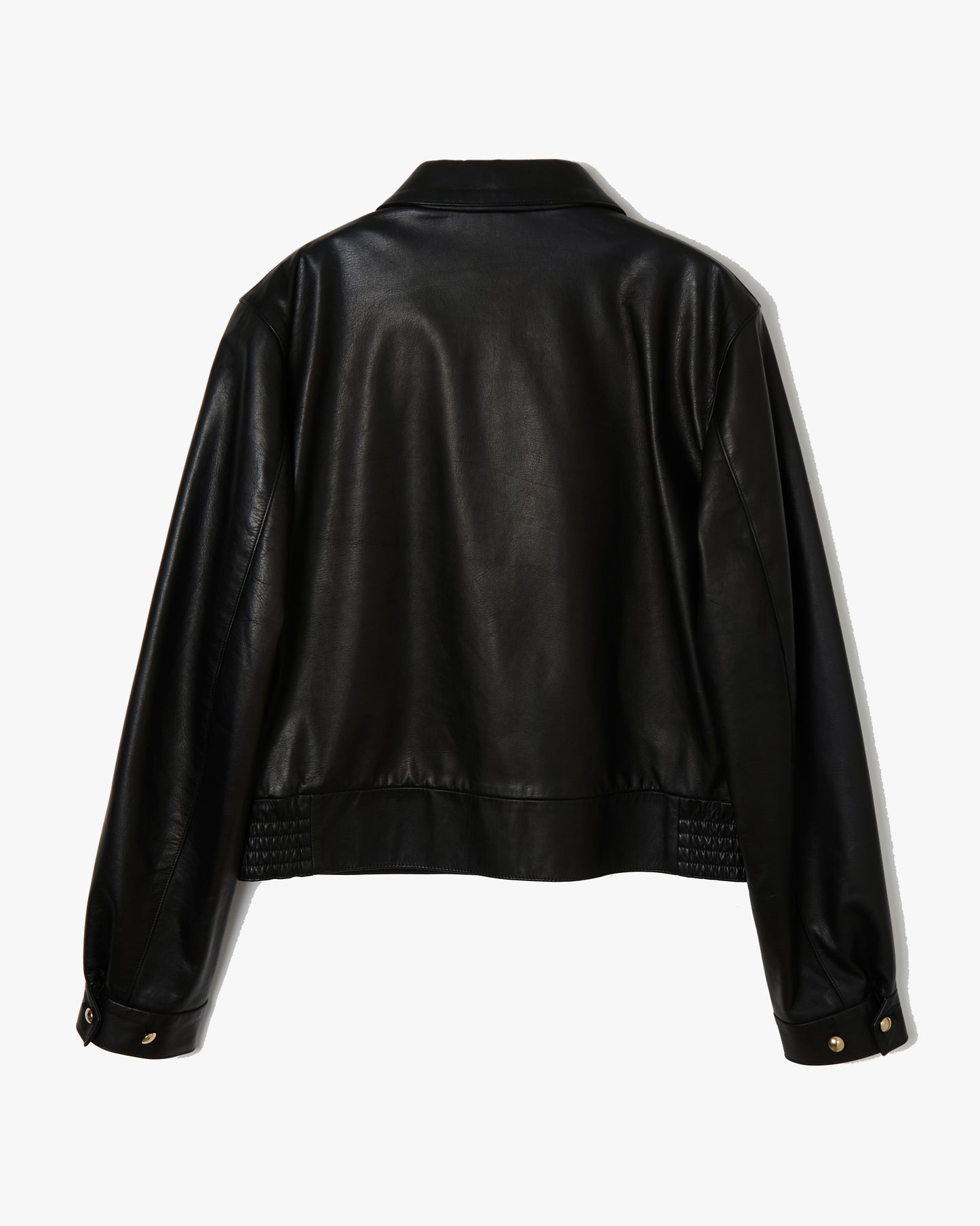 Leather Harrington Jacket _ BLACK