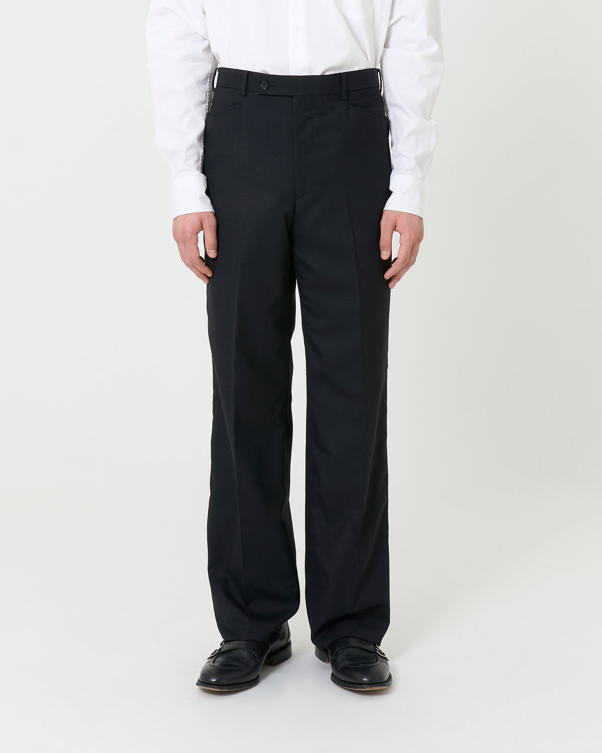 Black Wool Straight Trousers _ Black