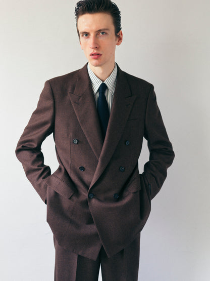 Wool Double Breasted Jacket _ BROWN