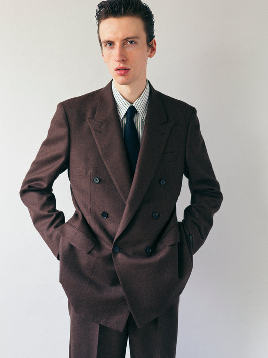 Wool Double Breasted Jacket _ BROWN