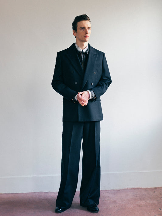 Black Wool Double Breasted Jacket _ BLACK