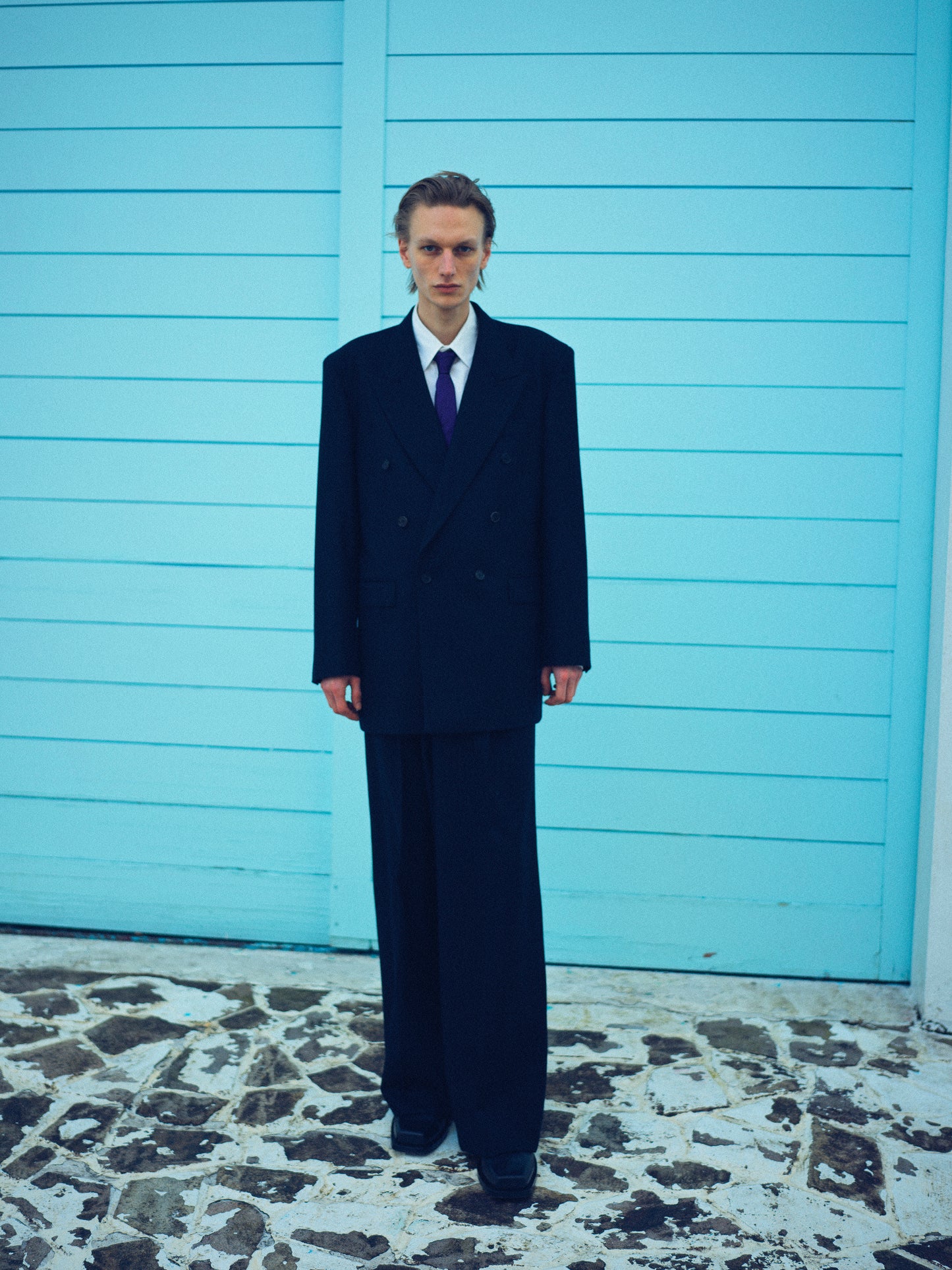 【SAMPLE】 Wool Wide Trousers _ BLACK