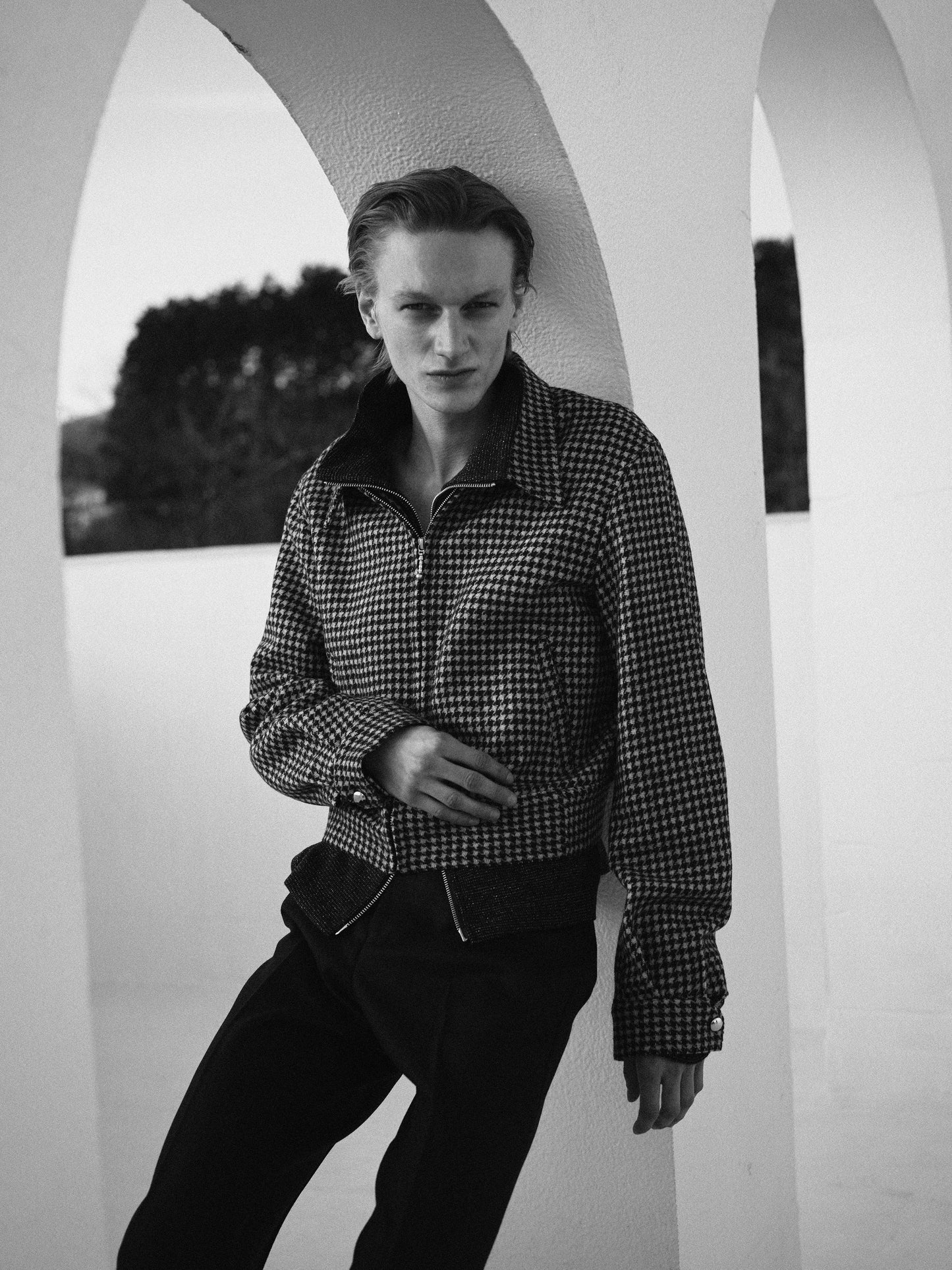 Houndstooth Harrington Jacket
