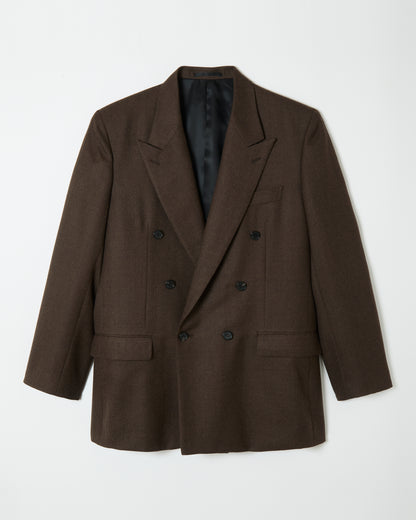 Wool Double Breasted Jacket _ BROWN