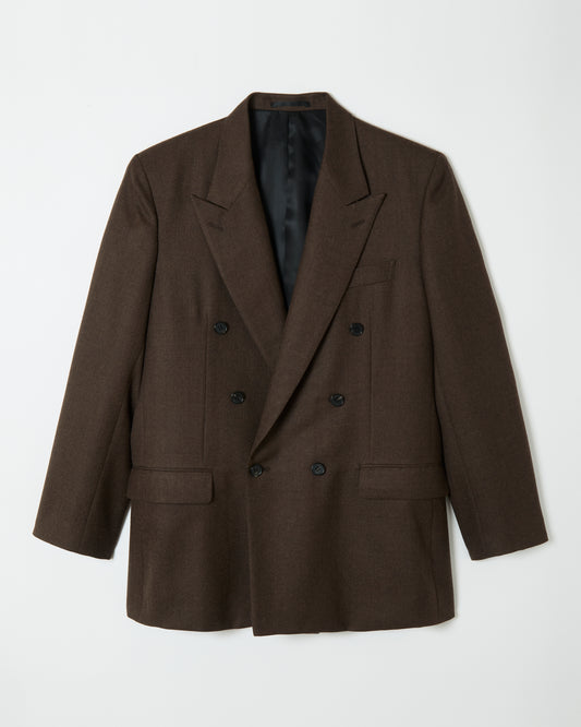 Wool Double Breasted Jacket _ BROWN