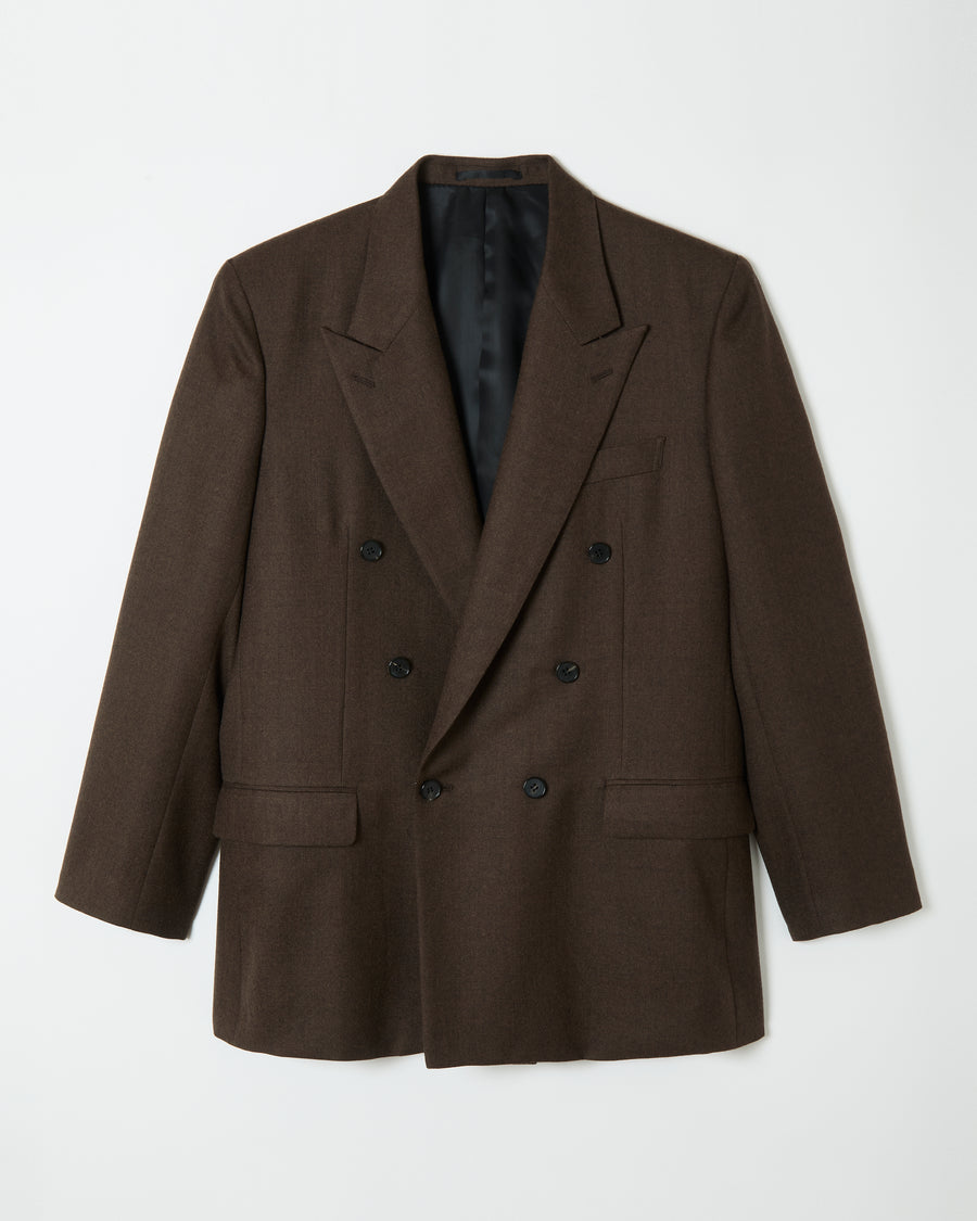 Wool Double Breasted Jacket _ BROWN