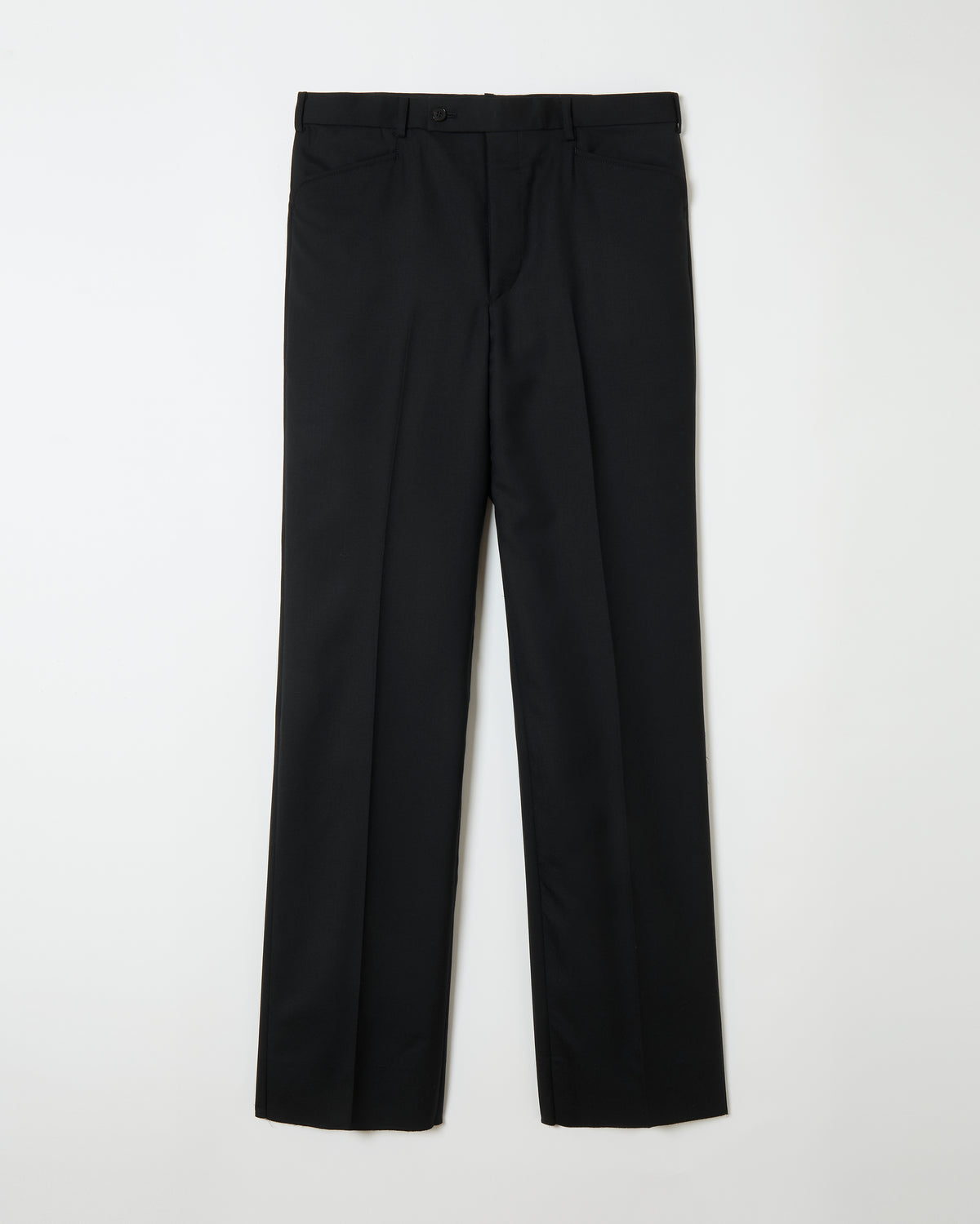 Black Wool Straight Trousers _ Black