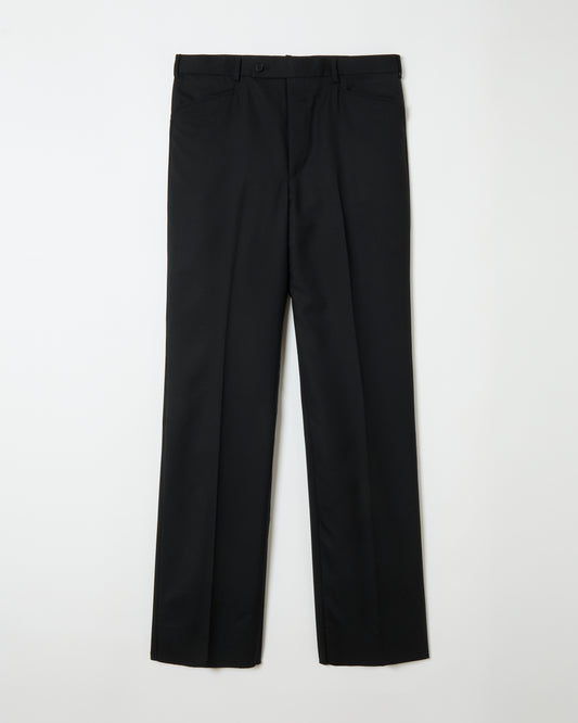 Black Wool Straight Trousers _ BLACK