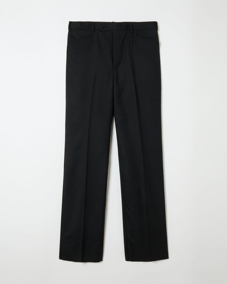 Black Wool Straight Trousers _ BLACK