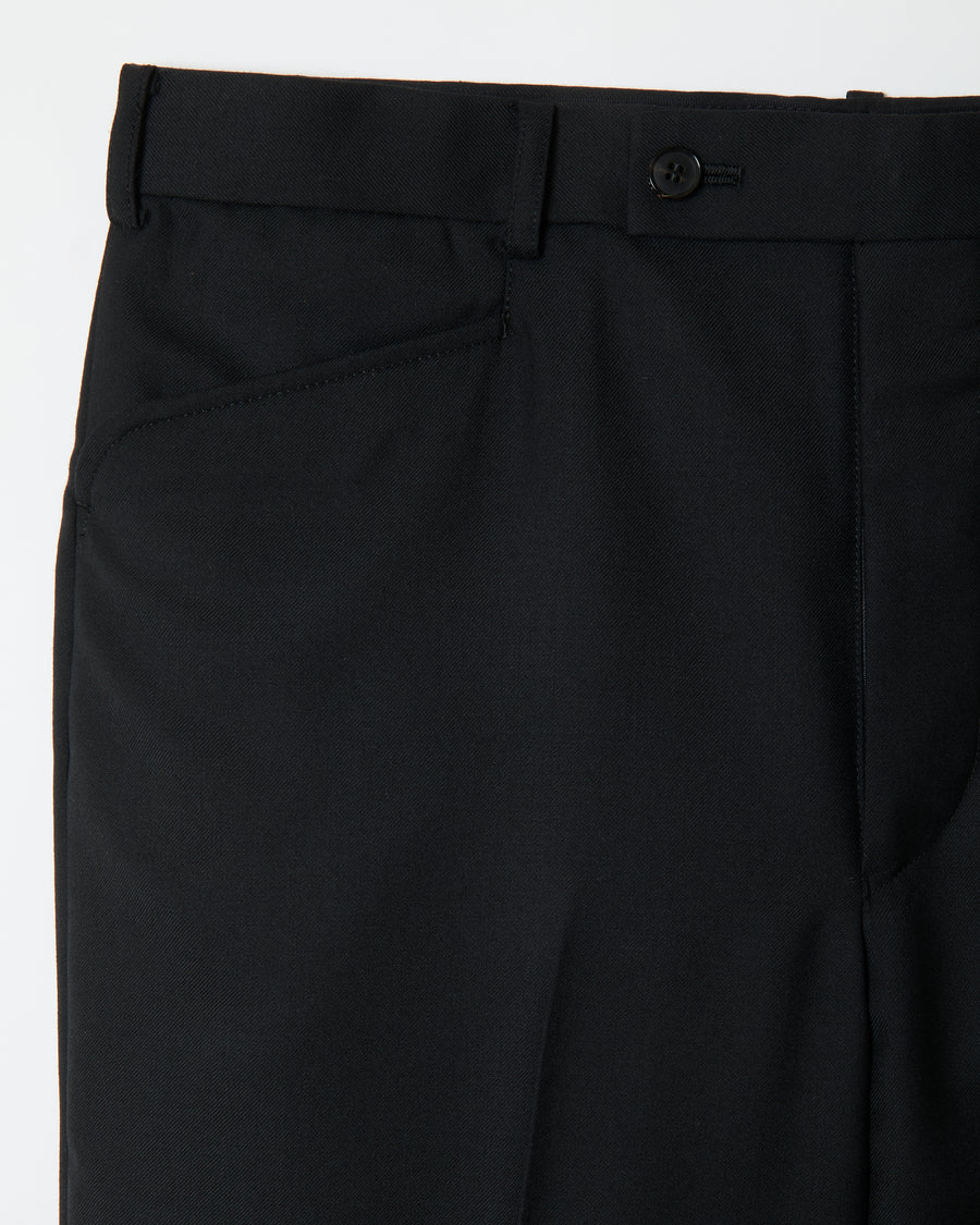 Black Wool Straight Trousers _ BLACK
