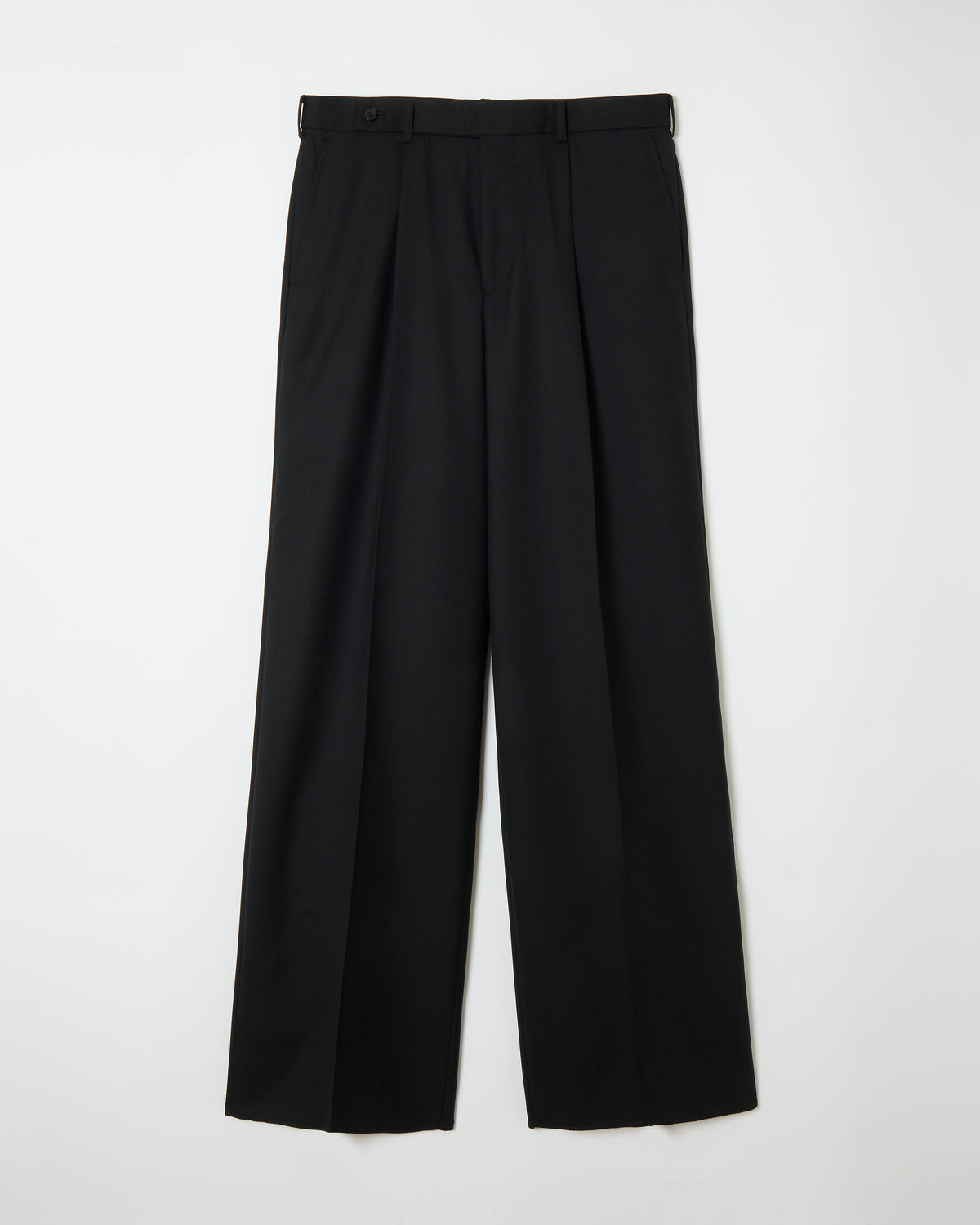 Black Wool Wide Trousers _ Black