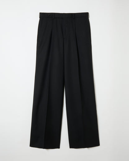 Black Wool Wide Trousers _ Black