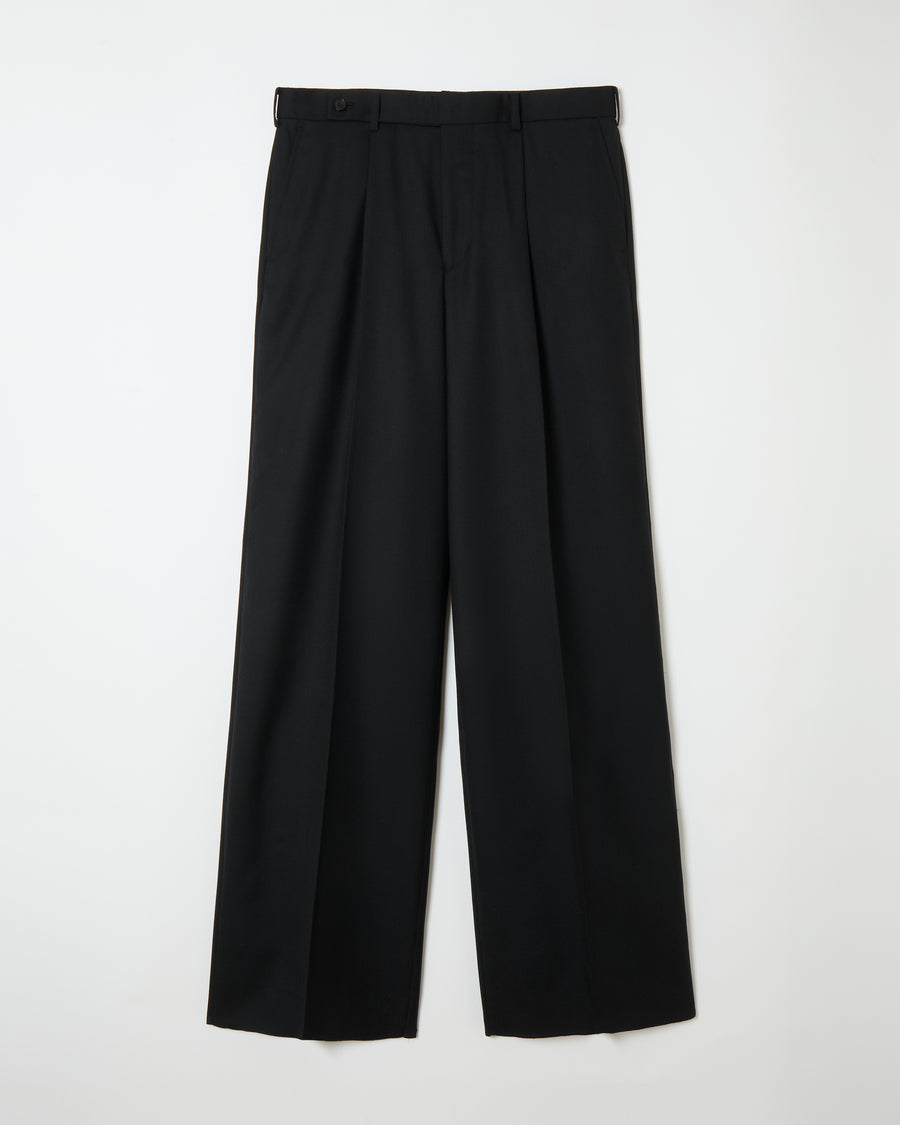 Black Wool Wide Trousers _ BLACK