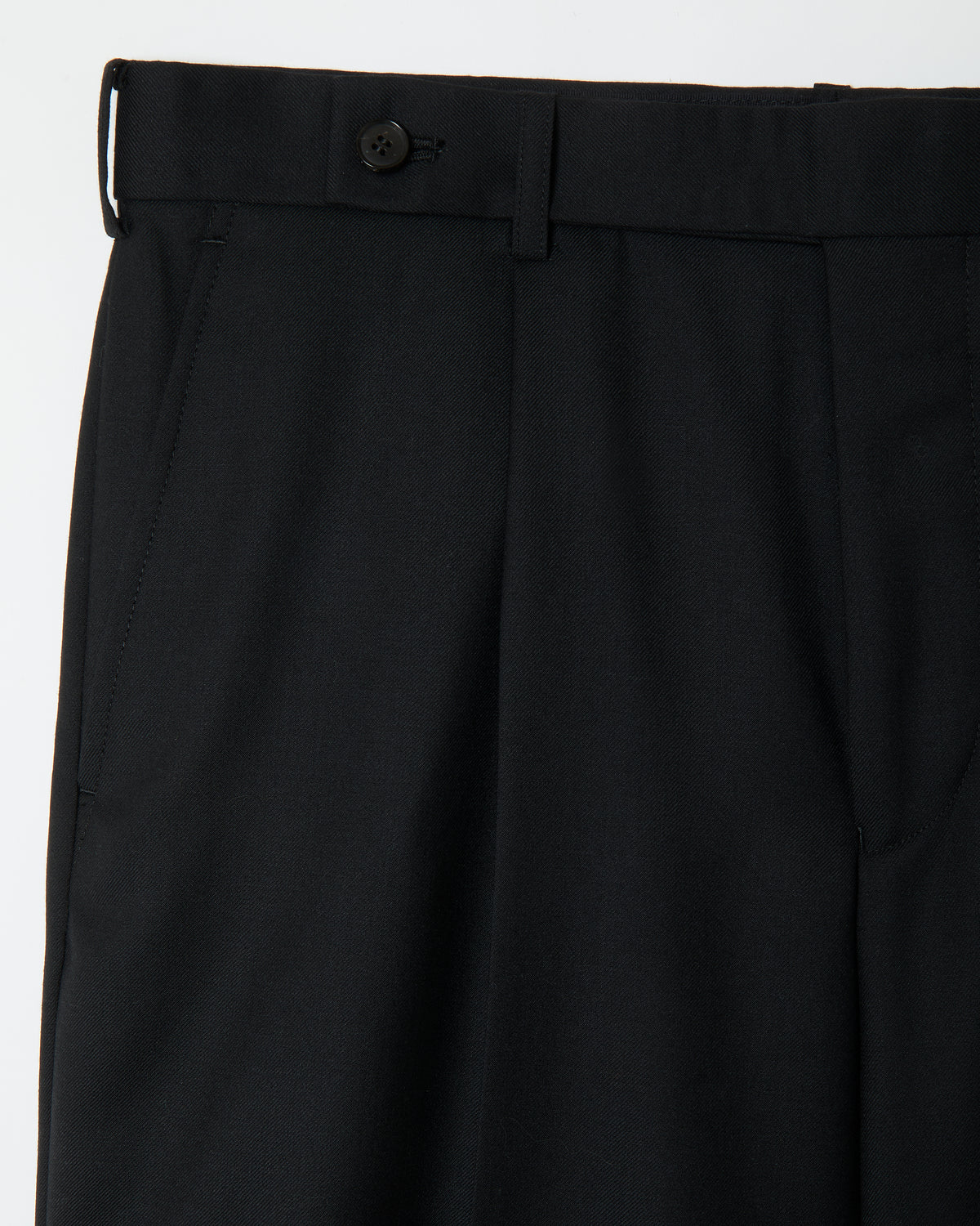 Black Wool Wide Trousers _ Black