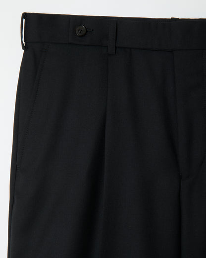 Black Wool Wide Trousers _ Black
