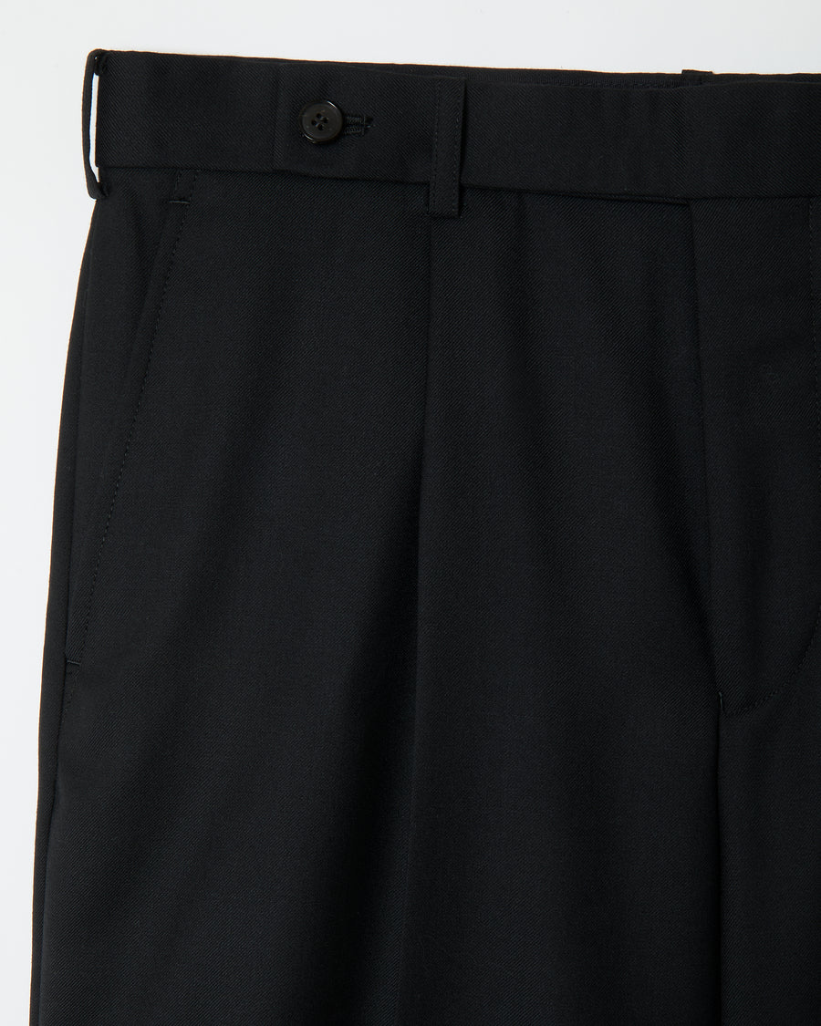 Black Wool Wide Trousers _ BLACK