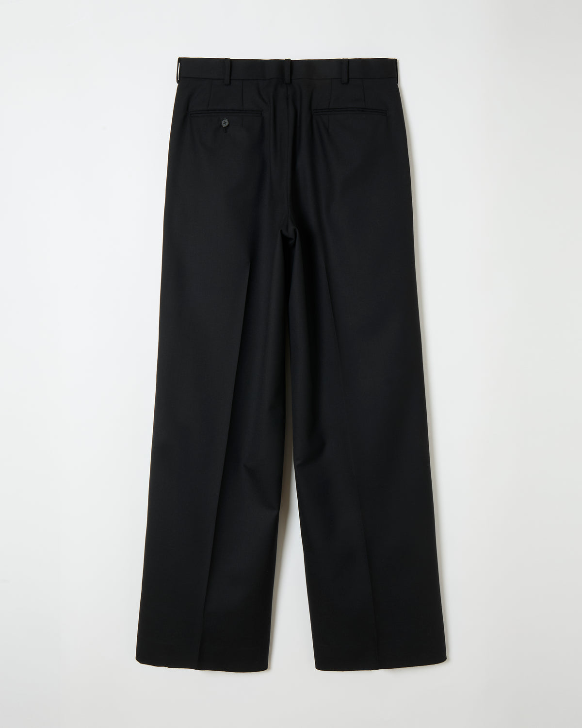 Black Wool Wide Trousers _ Black