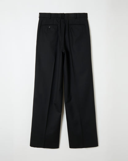 Black Wool Wide Trousers _ Black