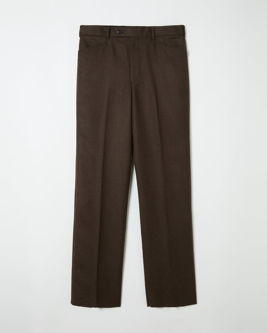 Wool Straight Trousers _ BROWN