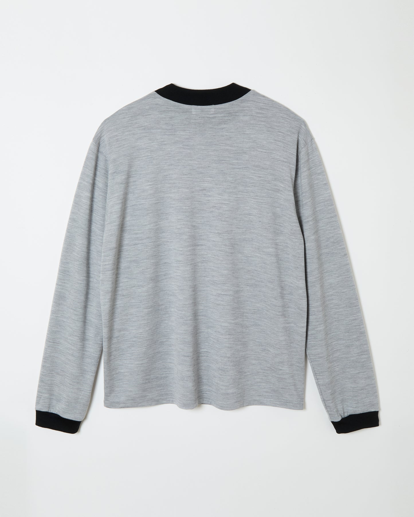 Mock-neck Wool Long T-shirt _ GREY/BLACK