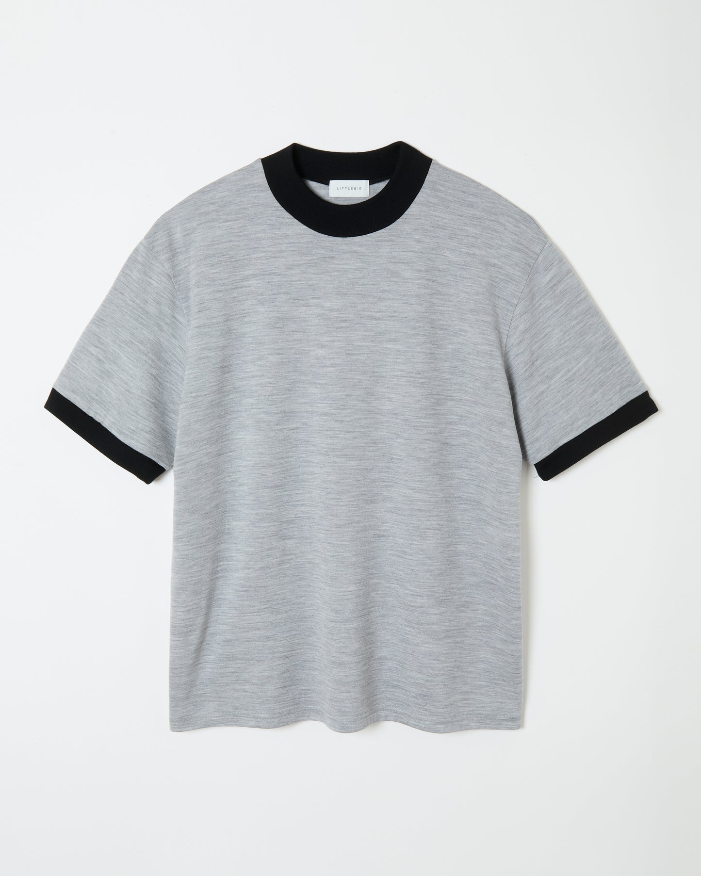Mock-neck Wool T-shirt _ GREY/BLACK