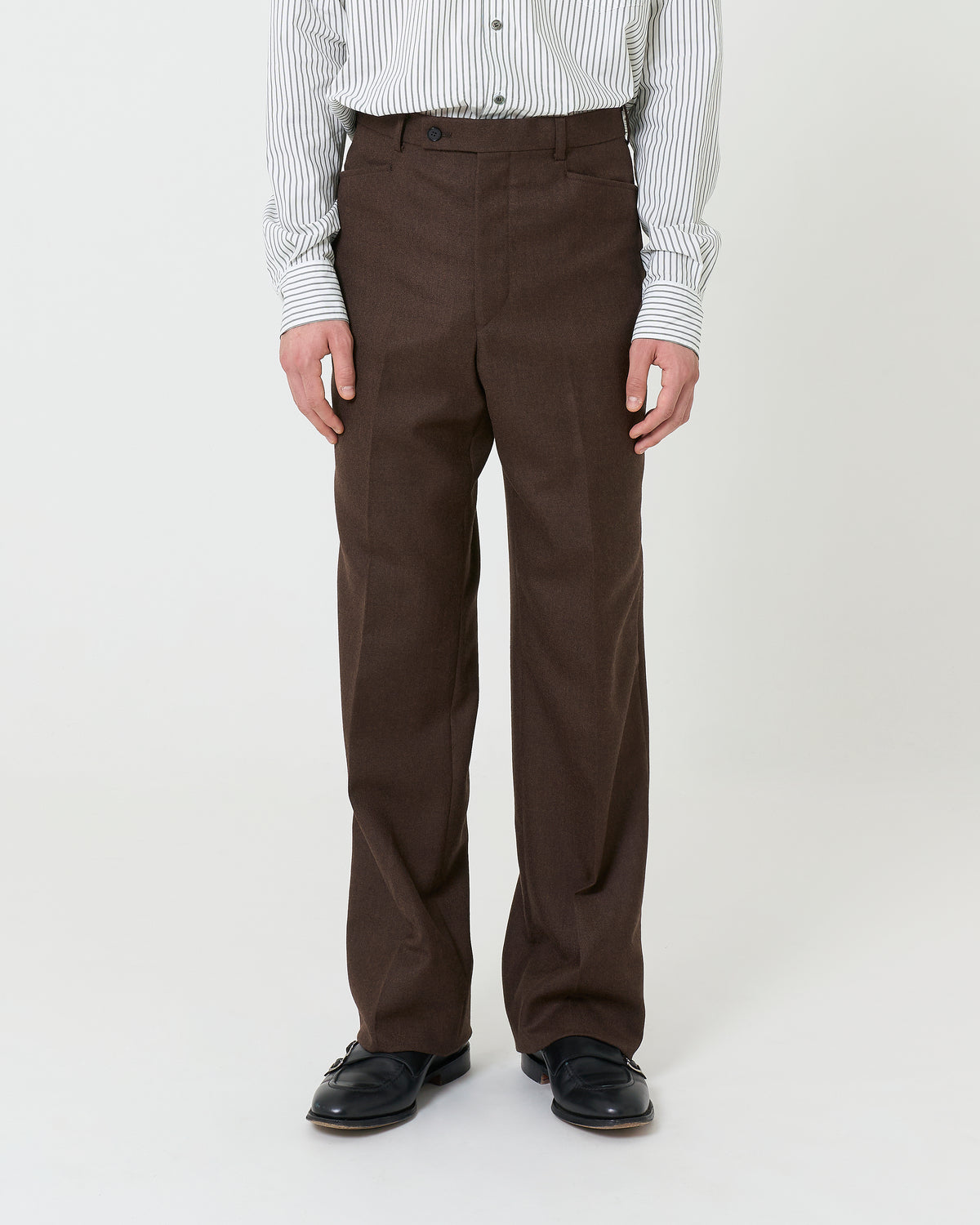 Wool Straight Trousers _ BROWN