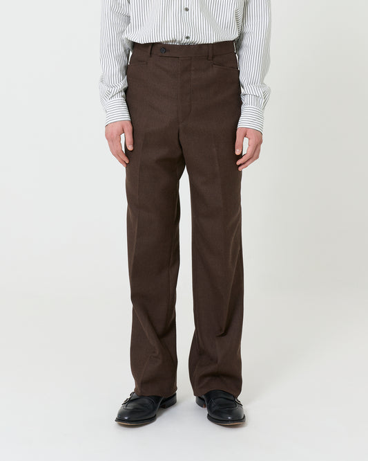 Wool Straight Trousers _ BROWN
