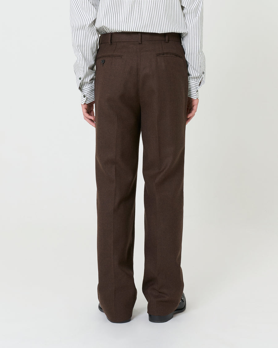 Wool Straight Trousers _ BROWN