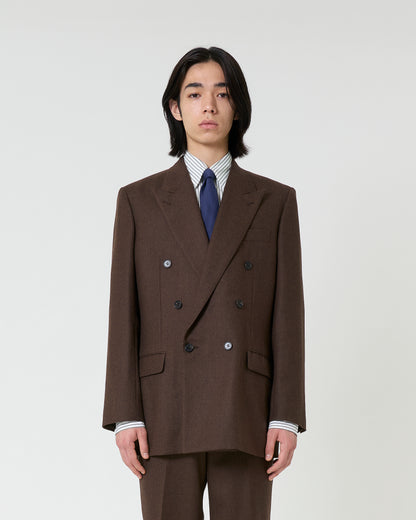 Wool Double Breasted Jacket _ BROWN