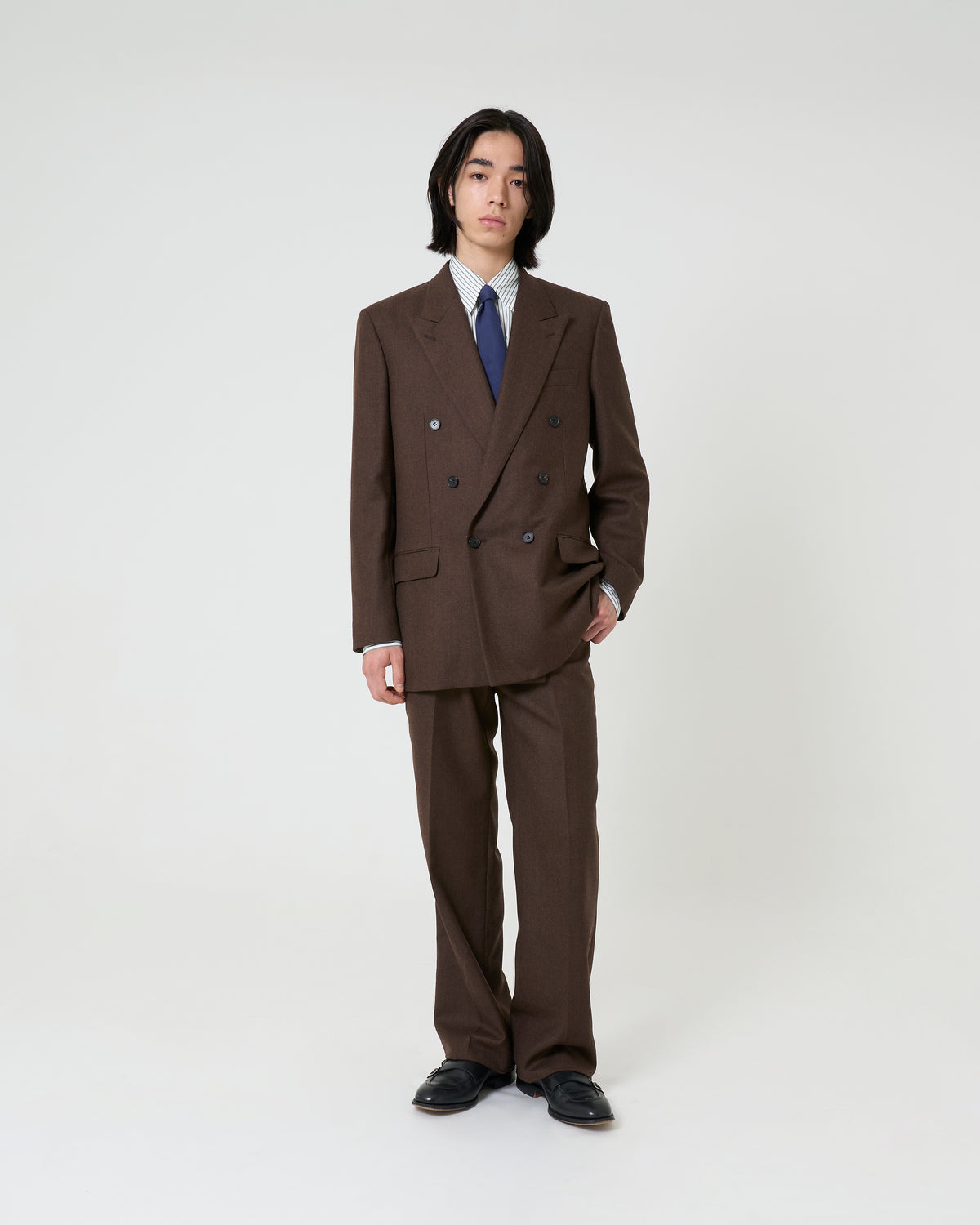Wool Double Breasted Jacket _ BROWN