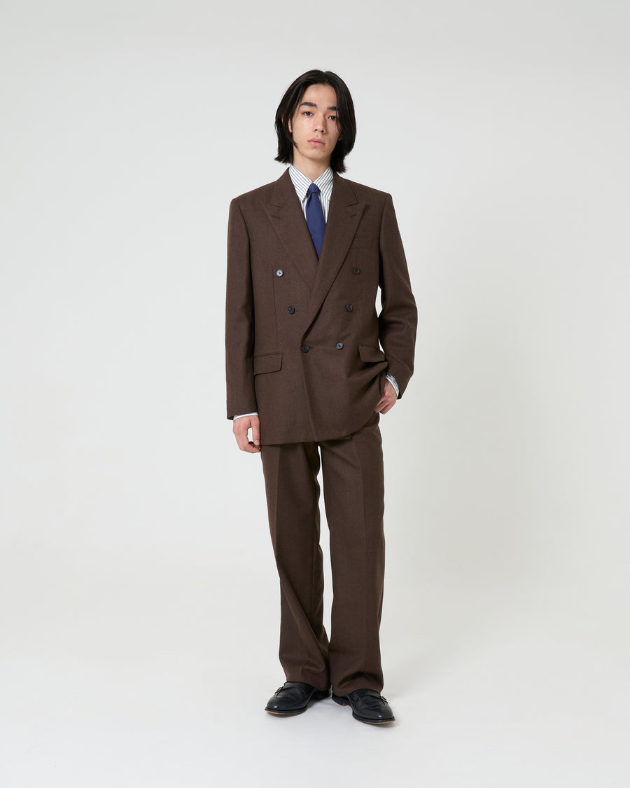 Wool Double Breasted Jacket _ BROWN