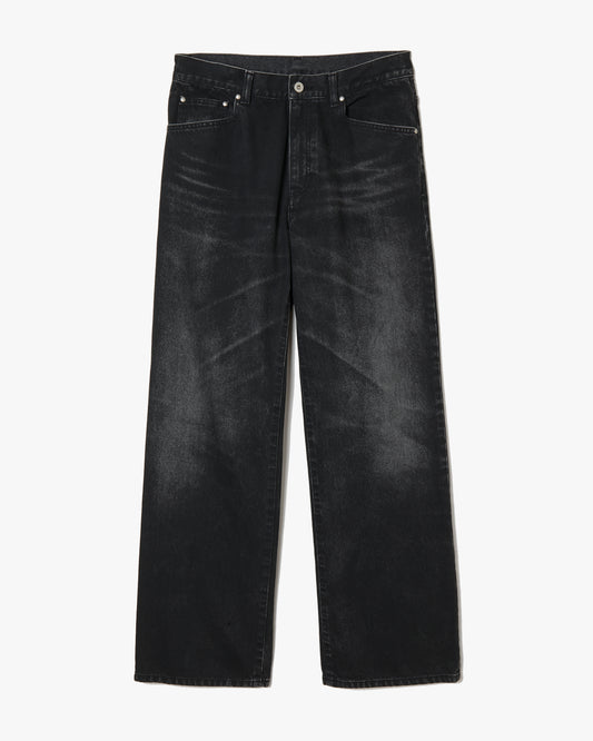 Flocked Denim Pants _ BLACK