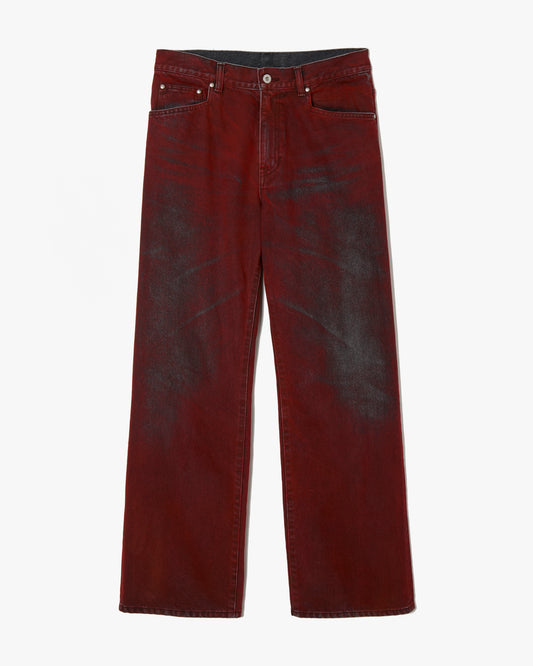 Flocked Denim Pants _ RED