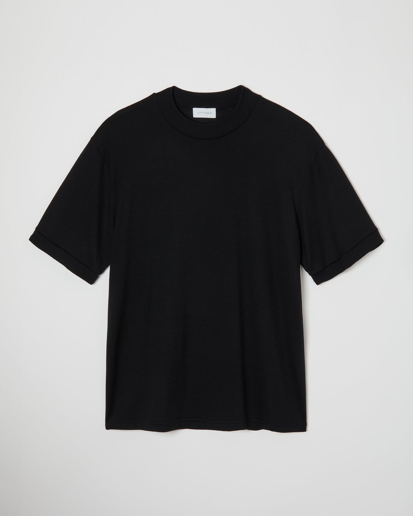 Mock-neck Wool T-Shirt _ BLACK