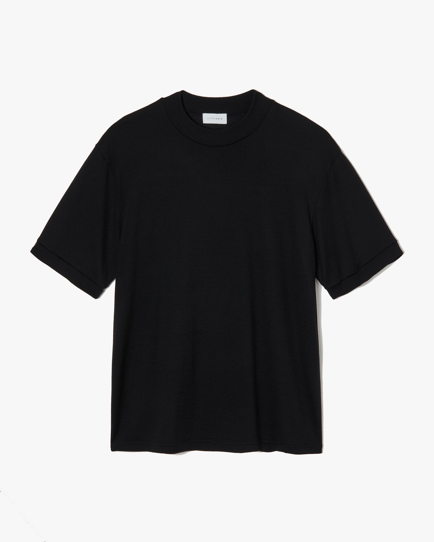 Mock-neck Wool T-Shirt _ BLACK