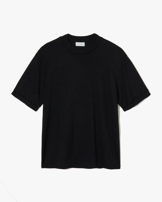Mock-neck Wool T-Shirt _ BLACK