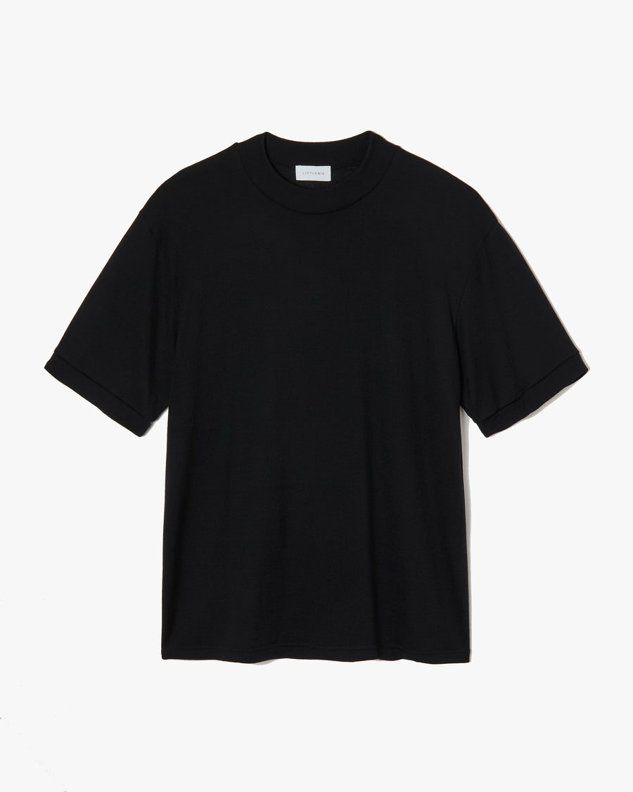 Mock-neck Wool T-Shirt _ BLACK
