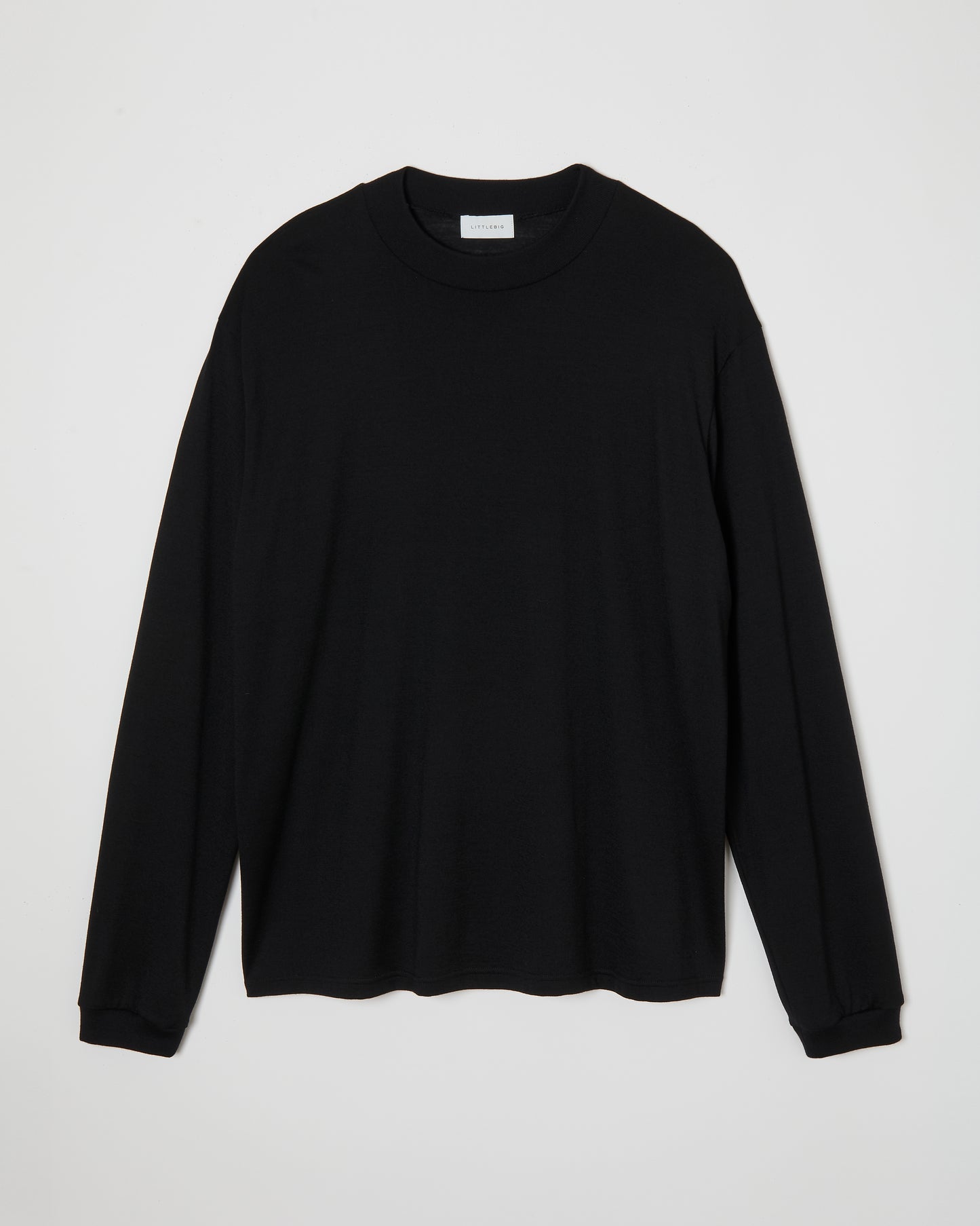 Mock-neck Wool Long T-Shirt _ BLACK