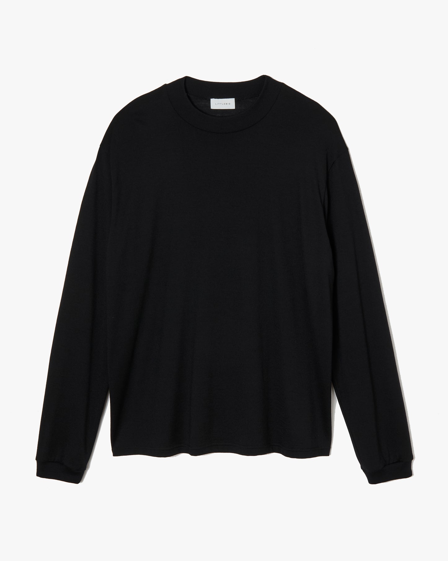 Mock-neck Wool Long T-Shirt _ BLACK