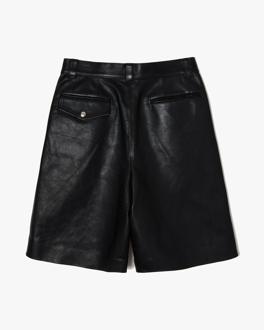 Leather Baggy Shorts _ BLACK