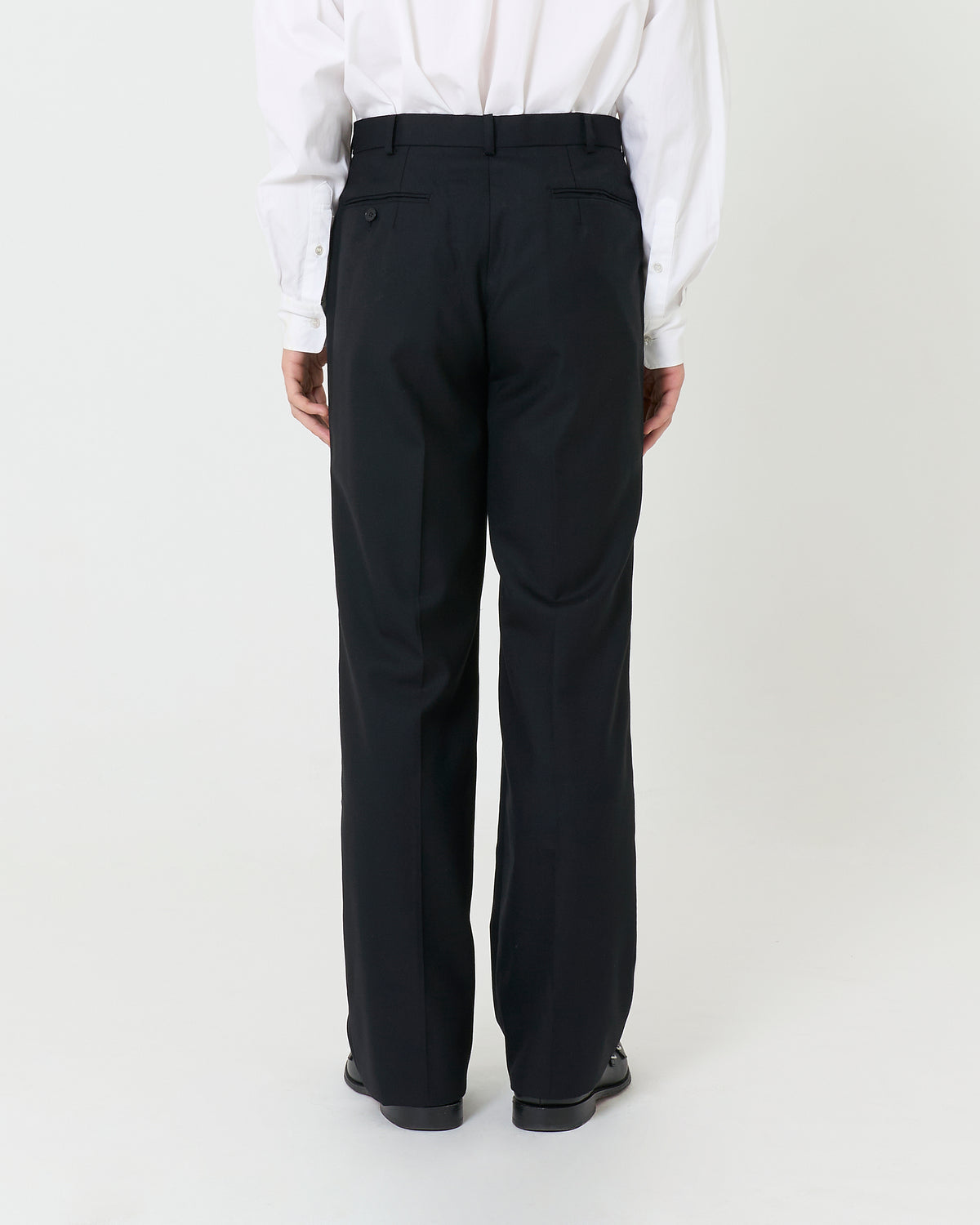 Black Wool Straight Trousers _ Black