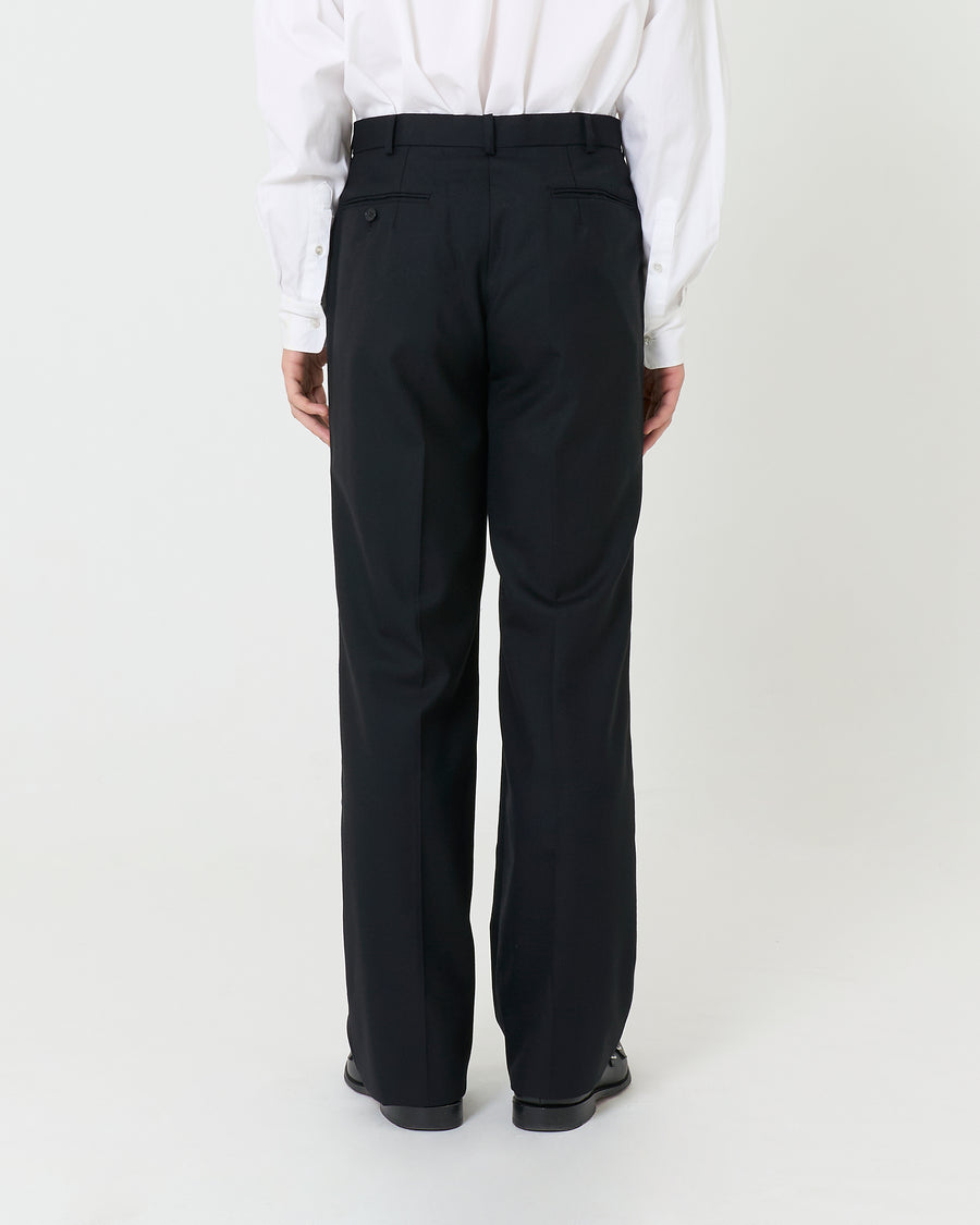 Black Wool Straight Trousers _ BLACK