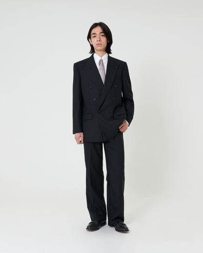 Black Wool Straight Trousers _ Black