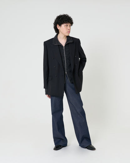Black Wool Double Breasted Jacket _ BLACK