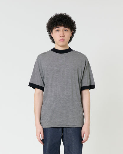Mock-neck Wool T-shirt _ BORDER