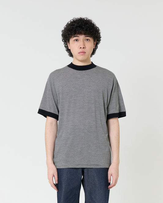 Mock-neck Wool T-shirt _ BORDER
