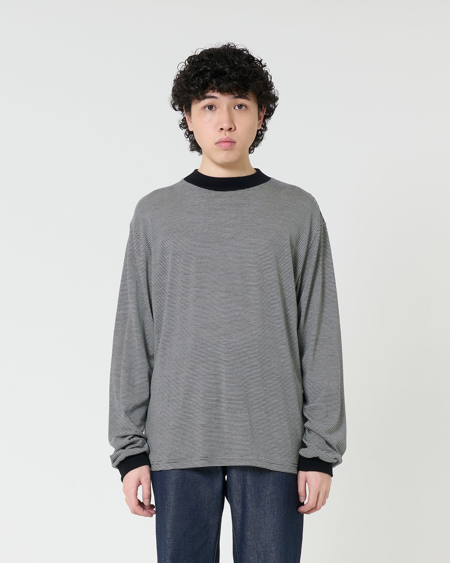 Mock-neck Wool Long T-shirt _ BORDER
